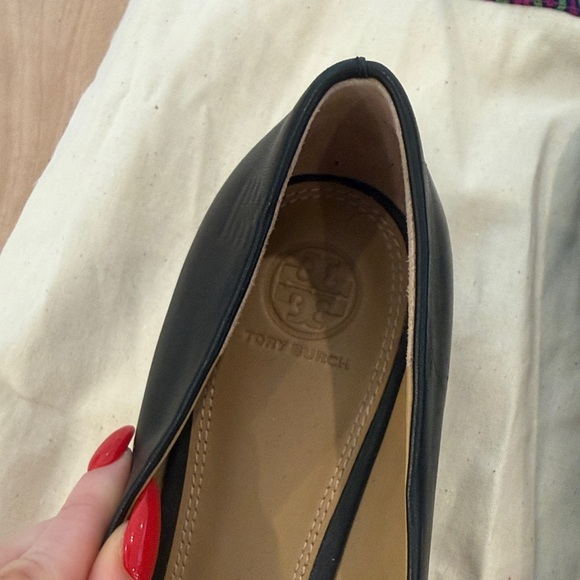 Tory Burch Black Flats with Logo Detail - Picture 2 of 6